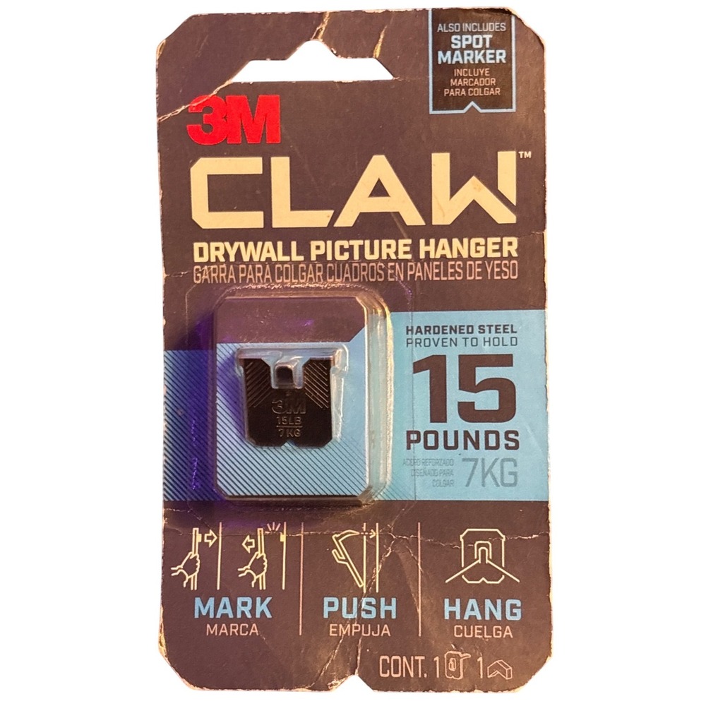NEW 3M CLAW Drywall Picture Hanger 15 lb with Spot Marker
